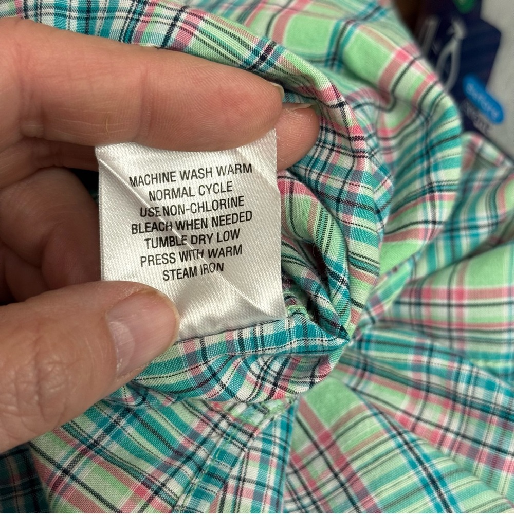 Cremeux Classics Men's Plaid Shirt - Green and Pink. Size Large - Picture 8 of 9